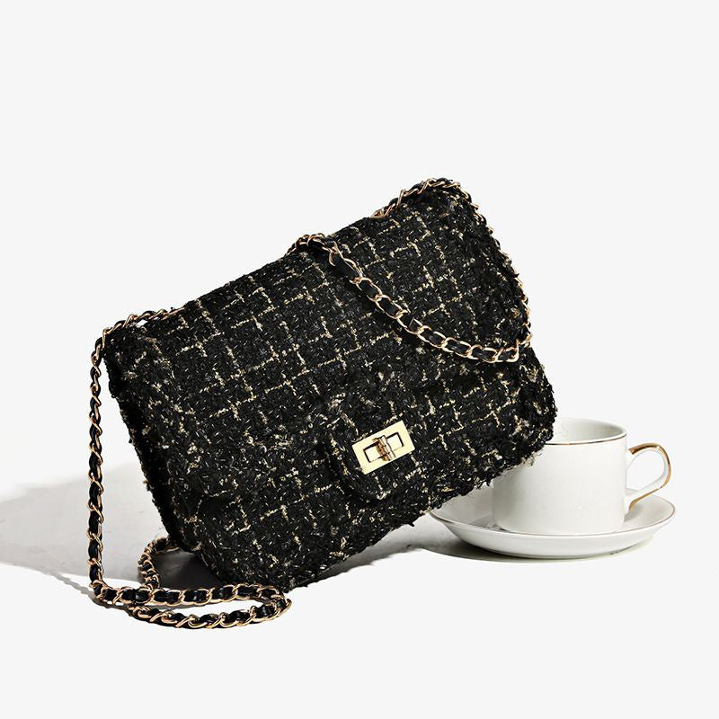 ZllKl  Woven Niche Temperament Entry Lux Classic Style Woolen Bag Women's  New Chain Shoulder Messenger Bag