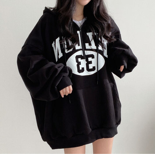 ZLLKL 2025 Wholesale, Korean Zipper Hooded Sweater Girls Loose Women's Wear Medium and Long Top Spring and Autumn Jacket ins Trendy Cotton