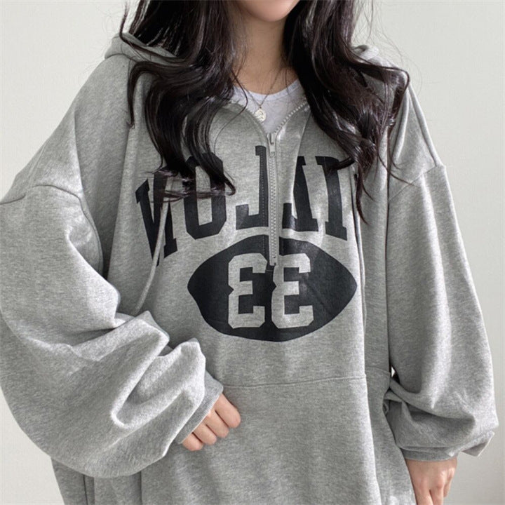 ZLLKL 2025 Zipper sweater women's  new women's clothing loose autumn and winter thickened fleece jacket large size top Korea