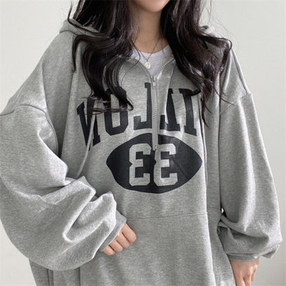 ZLLKL 2025 Zipper sweater women's  new women's clothing loose autumn and winter thickened fleece jacket large size top Korea