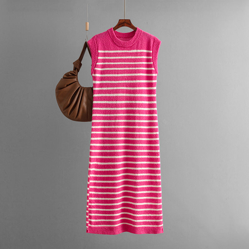 ZllKl New summer   new slim-fit intercolor women's knitted sweater striped long dress fashion dress