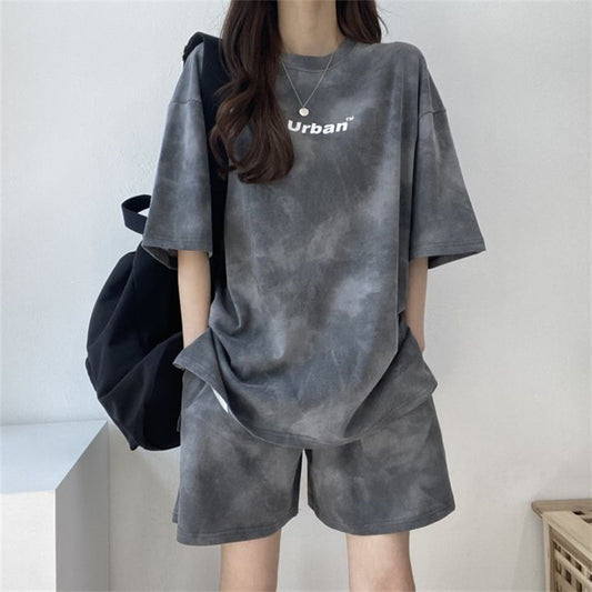 ZllKl Wholesale suit women's sports summer loose thin salty sweet top shorts casual two-piece set Korean version of 2025 trade