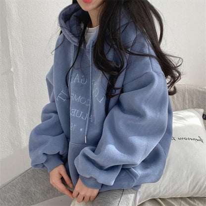 ZLLKL 2025 Hooded sweater women's new  loose spring autumn and winter thin thickened fleece jacket large size top Korean version