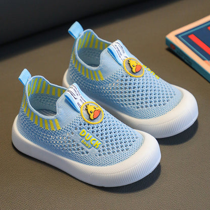 ZllKl  Spring and Summer Children's Breathable Mesh Shoes Non-Slip Flying Woven Shoes Soft-Soled Shoes for Baby Slip-on Casual Shoes