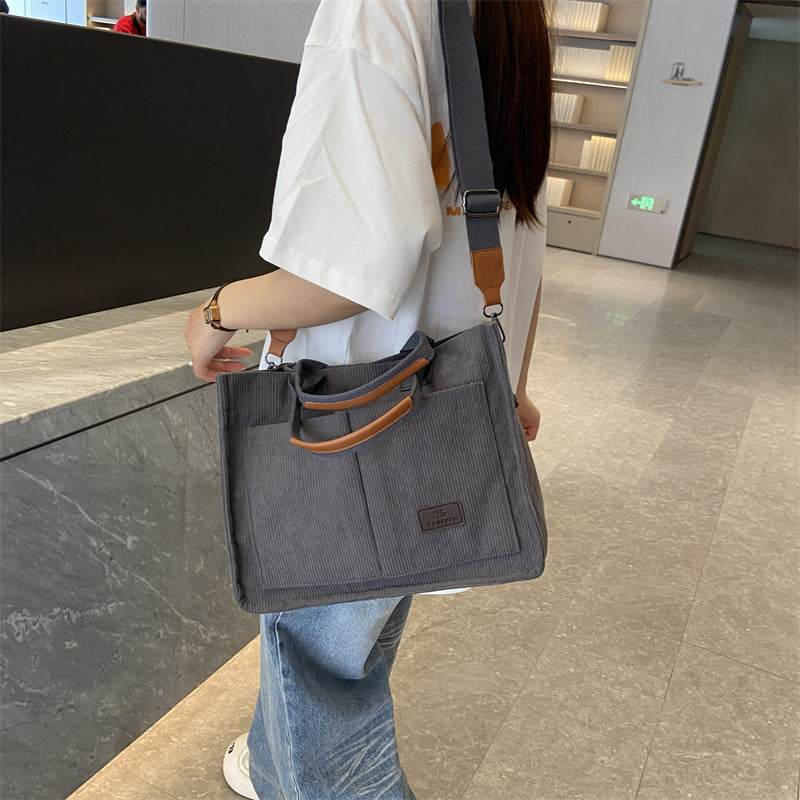 ZllKl  New Corduroy Handbag Casual Versatile Large Capacity Shoulder Bag Korean Style Fashion Crossbody Canvas Women's Bag