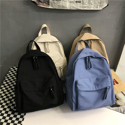 Simple and Elegant Solid Color New Backpack for Women Harajuku Japanese Durable Backpack Preppy Style Nylon Waterproof Schoolbag for Men