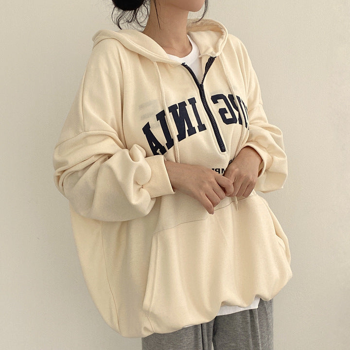 ZLLKL 2025 Wholesale 3 colors, fleece thickened cotton zipper hooded sweater women's loose Korean version spring and autumn winter ins trendy brand thin