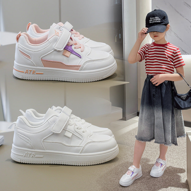 ZllKl  Children's Shoes Boy White Shoes  Summer Thin Children Hollow-out Breathable Mesh Shoes Girls Fashion Sports Board Shoes