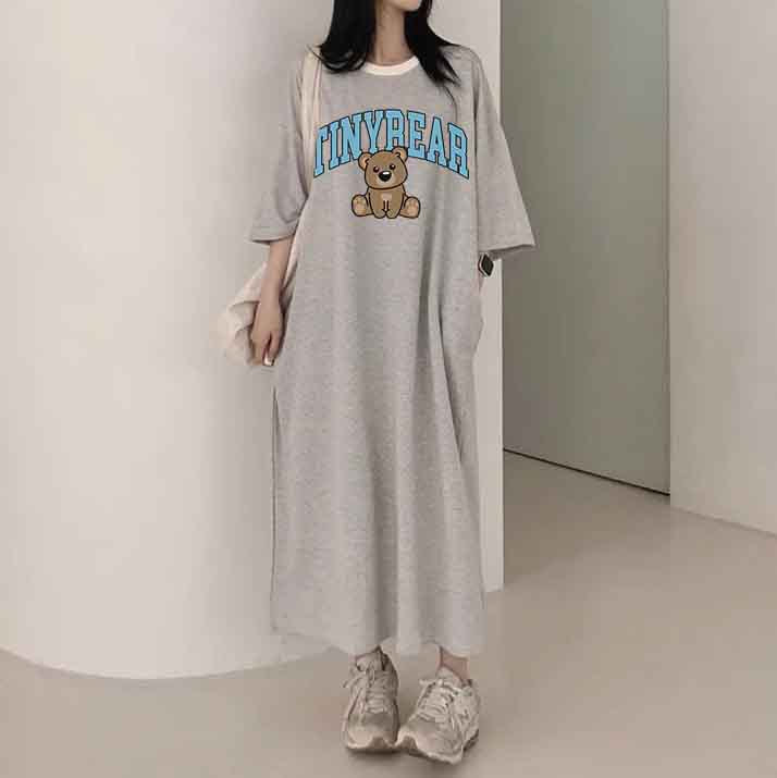 ZllKl 2025Manufacturer Korean version striped short-sleeved t-shirt dress women's summer tide brand pure cotton medium and long casual long skirt large size