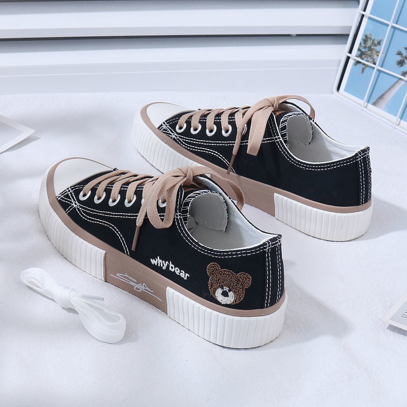 ZllKl Summer New Canvas Shoes Female Students Korean Style Breathable All-Match Casual Board Shoes Subnet Red Tide Sports Sneakers