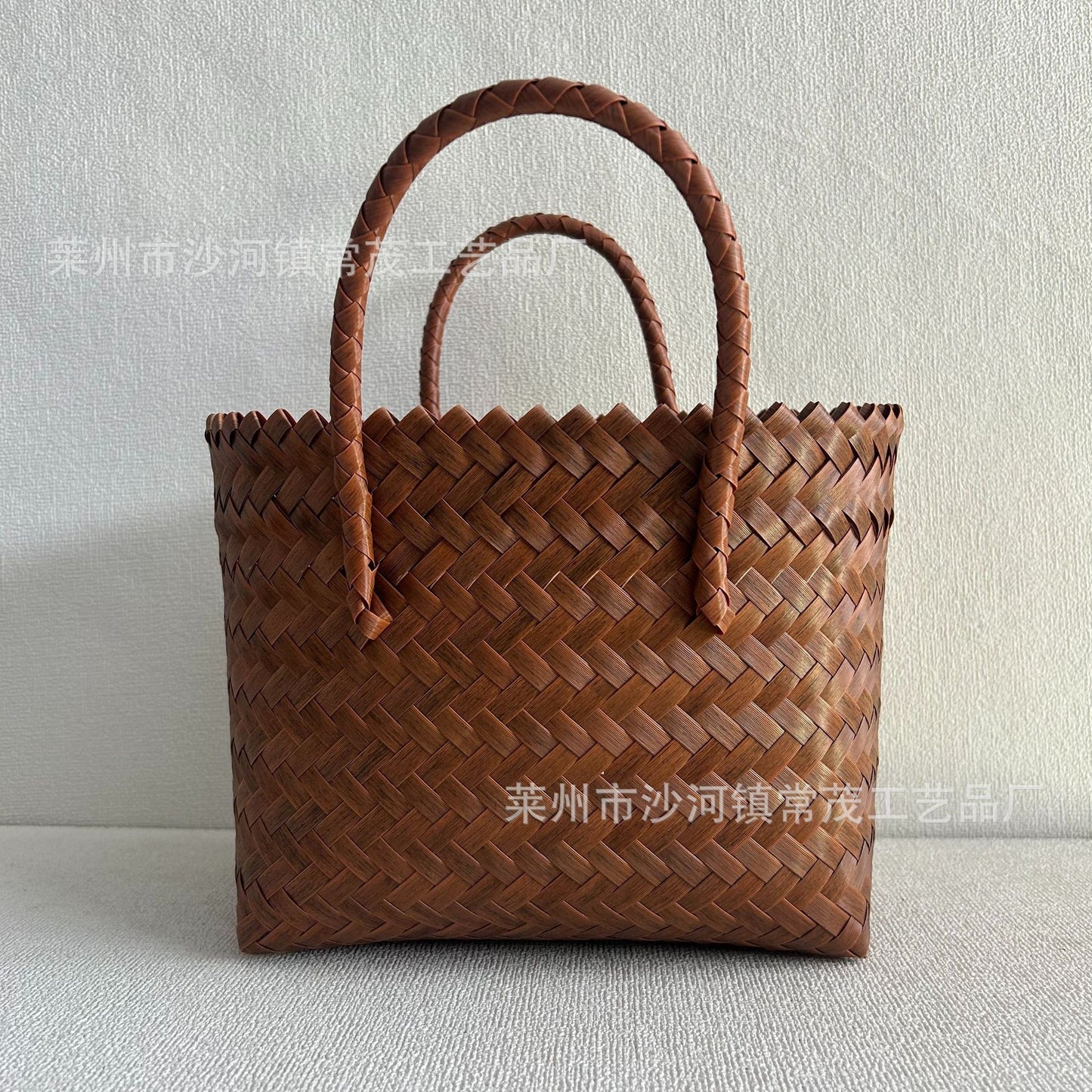 ZllKl  Hand-Woven Handbag Large Capacity Plastic Woven Basket Small Square Bag with Hand Gift Bag Simple Handheld Versatile Women's Bag