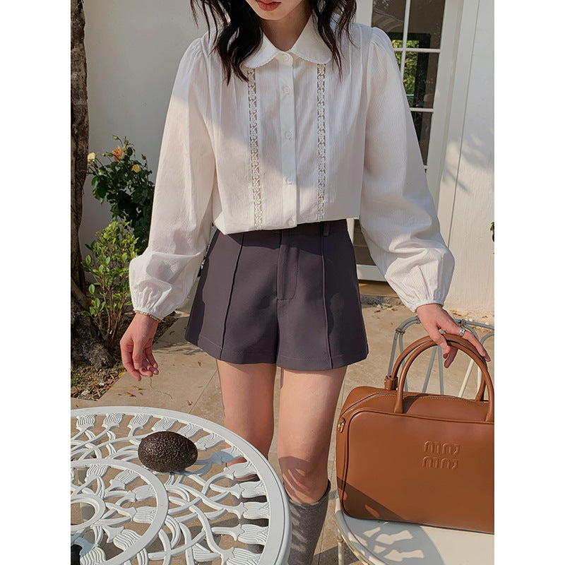 ZllKl  [Gray Hot Pants] GE Ming A- line Shorts Female  Summer New Korean Style Casual Suit Pants Y5224f