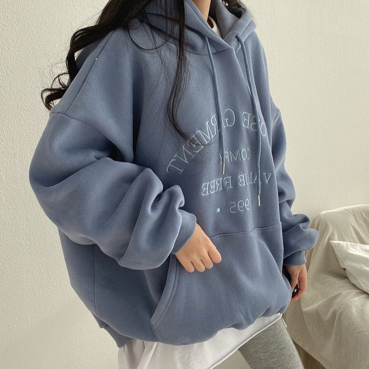 ZLLKL 2025 Hooded sweater women's new  loose spring autumn and winter thin thickened fleece jacket large size top Korean version