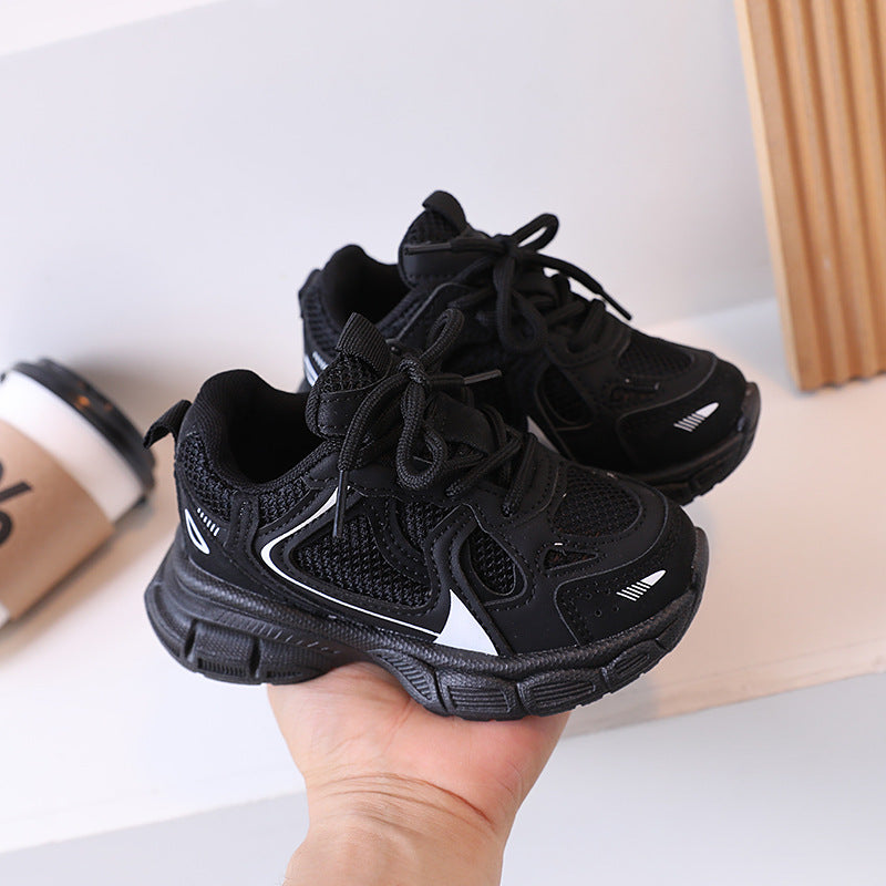 ZllKl  Children's Shoes Thick Bottom Mesh Elevator Dad Shoes Trendy All-Match Spring and Autumn Breathable Casual Sports Boys Girls' Shoes