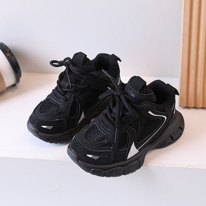 ZllKl  Children's Shoes Thick Bottom Mesh Elevator Dad Shoes Trendy All-Match Spring and Autumn Breathable Casual Sports Boys Girls' Shoes