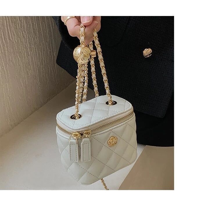 ZllKl  Ladies Bag New Camellia Rhombus Chain Box Small Bag Women's Summer Mini Shoulder Messenger Bag