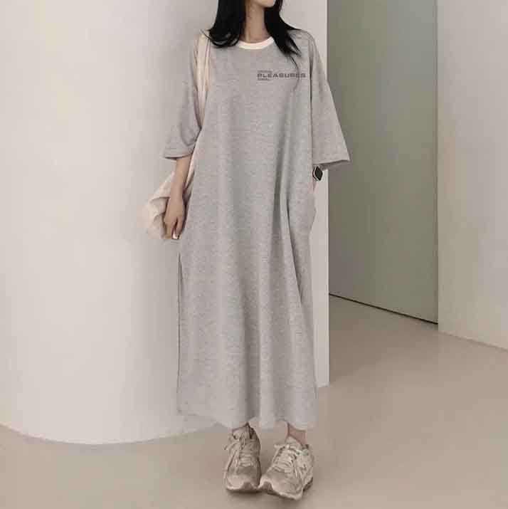 ZllKl 2025Manufacturer pure cotton Japanese short-sleeved dress women's summer popular new design loose printing medium and long t