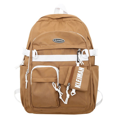 Large Capacity School Bag Middle School Student Harajuku Style Simple Couple Backpack Workwear Korean Nylon Lightweight Casual Backpack