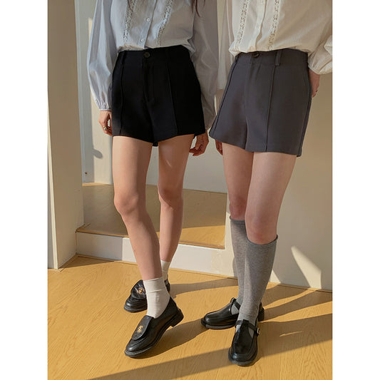 ZllKl  [Gray Hot Pants] GE Ming A- line Shorts Female  Summer New Korean Style Casual Suit Pants Y5224f