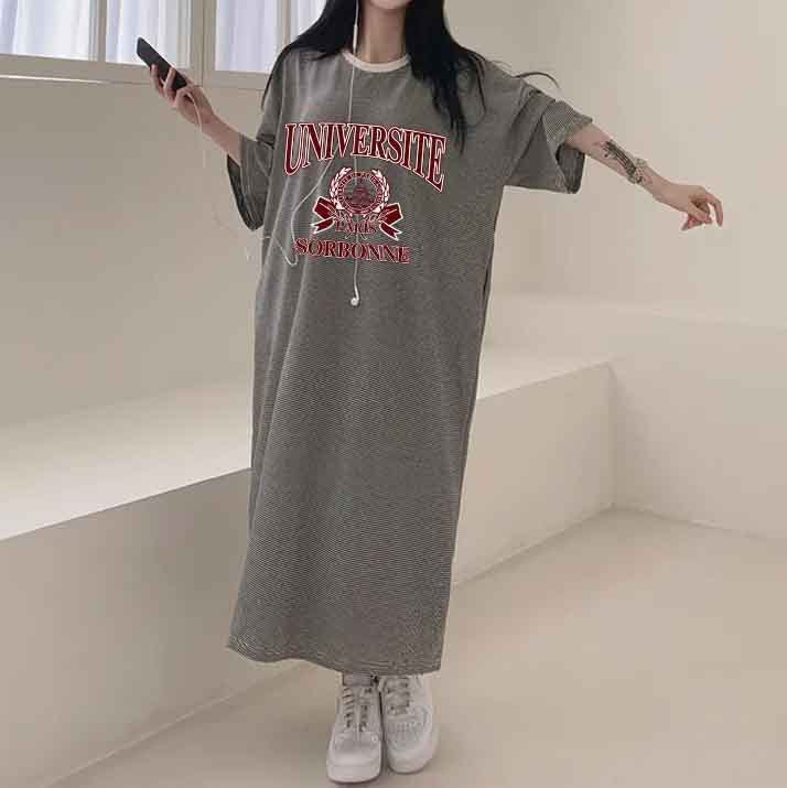 ZllKl 2025Manufacturer pure cotton Korea loose and thin letters short-sleeved long T-shirt skirt women's popular new popular leisure even