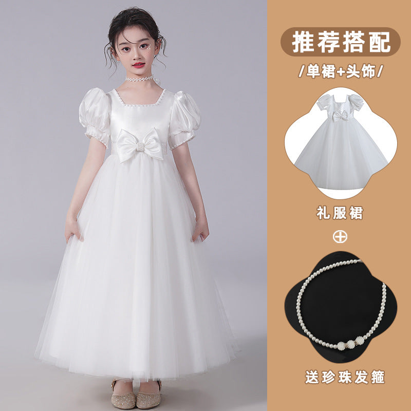 ZllKl  Children's Dress Princess Dress Children's Summer Clothing Western Style Little Girl Birthday Catwalk Costume for Piano Performance Girl Dress