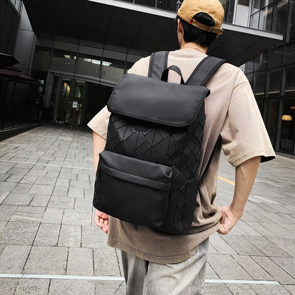 Backpack Men's  New Fashion Brand Geometric Rhombus Backpack Large Capacity Commuter Computer Bag Student Schoolbag