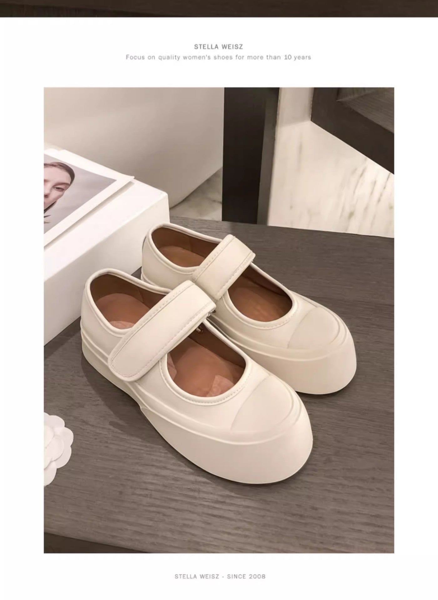 ZllKl Style Ugly and Cute Mona Platform Mary Jane Shoes Retro Platform White Shoes Big Toe White Canvas Shoes Casual Pumps