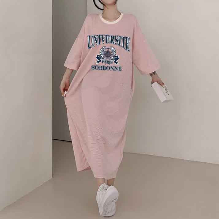 ZllKl 2025Manufacturer pure cotton Korea loose and thin letters short-sleeved long T-shirt skirt women's popular new popular leisure even