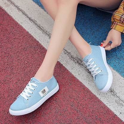 ZllKl Fashionable Summer New Canvas Shoes Women's Casual Shoes Student Korean Style Sneaker Ins Flat Sneakers Fashionable plus Size