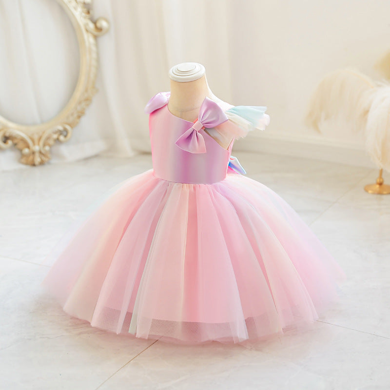 ZllKl  Girls' New Princess Mesh Embroidered Children's Dress Children Puff Mesh Birthday Full-Year Formal Dress Wholesale