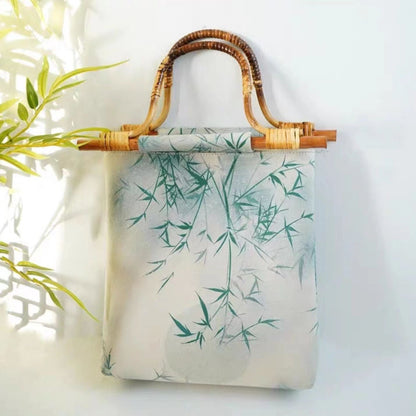 ZllKl  Wholesale Tianyuan Bamboo Joint New Chinese Handbag Suede Antique Style Printed Large Capacity Han Chinese Clothing Cheongsam Bag