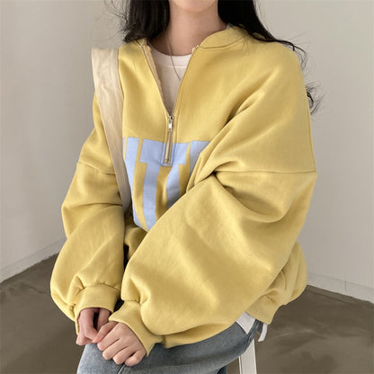 ZLLKL 2025 Wholesale baseball collar zipper sweater women's autumn  women's clothing loose thickened thin Korean velvet large size spring and autumn