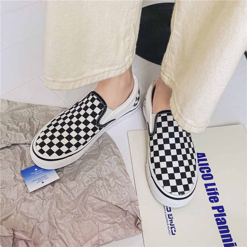 ZllKl Canvas Shoes for Women Men  Spring and Autumn New Slip-on Lazy Shoes for Students Casual Flat Skateboard Shoes Korean Couples Shoes