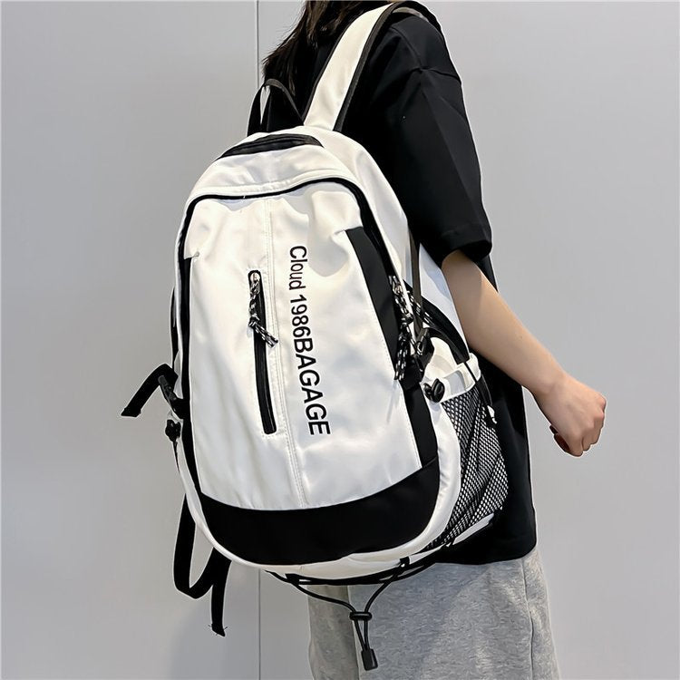 Contrast Color Trendy Brand Backpack Women's New Early High School and College Student Schoolbag Hong Kong Style Casual Large Capacity Letter Backpack for Women