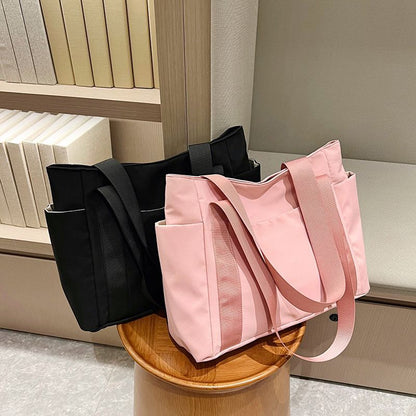 ZllKl  New Women's Bag Japanese Solid Color Tote Bag Shoulder Bag Casual Simple Mummy Diaper Bag Canvas Handbag