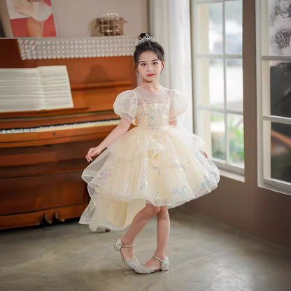 ZllKl  Foreign Trade New Princess Flower Girl Wedding Gauze Dress Children's Performance Costume Girls' Dress Birthday Banquet