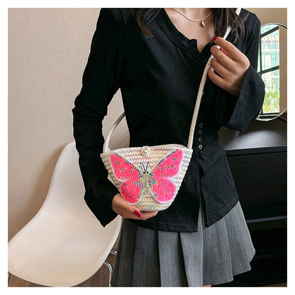 ZllKl  Girl Straw Bucket Bag  New Pouch Female Vacation Beach Bag Woven Bag Shoulder Crossbody Pouch