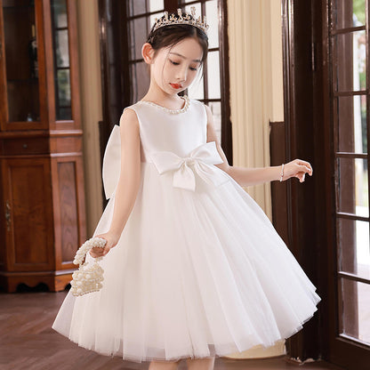 ZllKl  Girl's Dress Children's Big Violin Piano Grading Performance Dress Little Girl's Birthday Host Princess Dress Summer