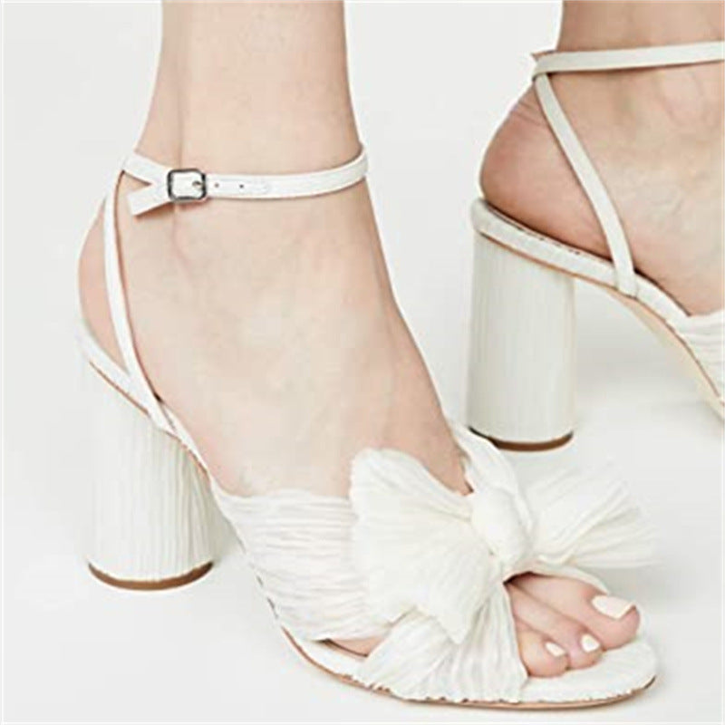 ZllKl  Dropshopping2022 Summer Open Toed Bow 40-47 High Heels Party Dress Wedding Women's Sandals