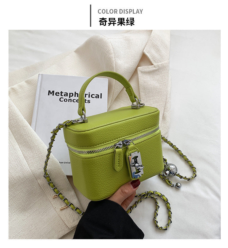 ZllKl  Women's Bag  Spring and Summer New Korean Style Fashion Shoulder Crossbody Small Square Bag Personalized Lock Textured Handbag