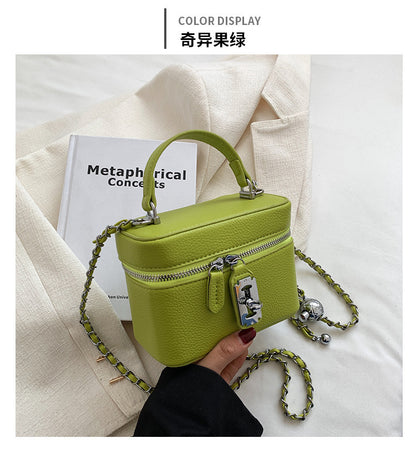 ZllKl  Women's Bag  Spring and Summer New Korean Style Fashion Shoulder Crossbody Small Square Bag Personalized Lock Textured Handbag