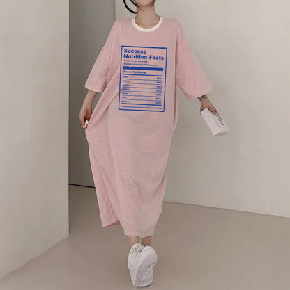 ZllKl 2025Manufacturer pure cotton Korea loose and thin letters short-sleeved long T-shirt skirt women's popular new popular leisure even