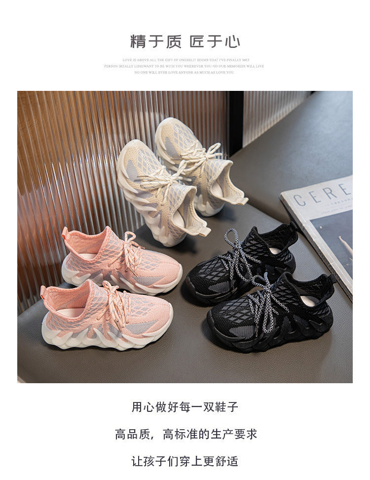 ZllKl  Children's Shoes Spring  New Boys' Spring and Autumn Mesh Sneaker Breathable Fashion Coconut Shoes Girls