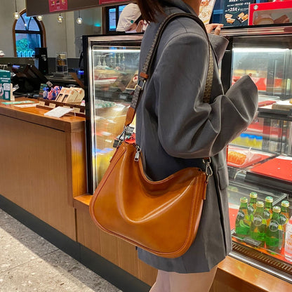 ZllKl  First Layer Cowhide New Crossbody Bag Women's All-Match Underarm Genuine Leather Bag Plant Leather Retro Bucket Bag Guangzhou Wholesale