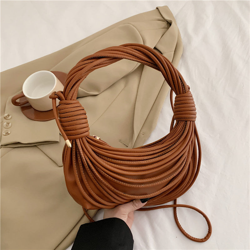 ZllKl  Personalized Creative Bag Women's Bag 2022 Summer New Fashion Thread Bundle Woven Knotted Women's Shoulder Crossbody Tote