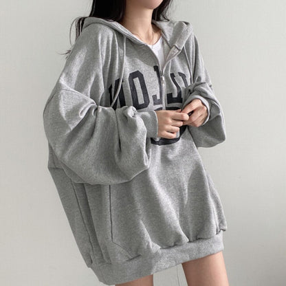 ZLLKL 2025 Zipper sweater women's hooded  new women's clothing loose spring, autumn and winter thickened velvet thin clothes