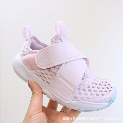 ZllKl  Pure Original FA Little Flying Saucer Children's Shoes Big Mesh Breathable Velcro Baby Running Shoes Lightweight Baby Children Sneaker