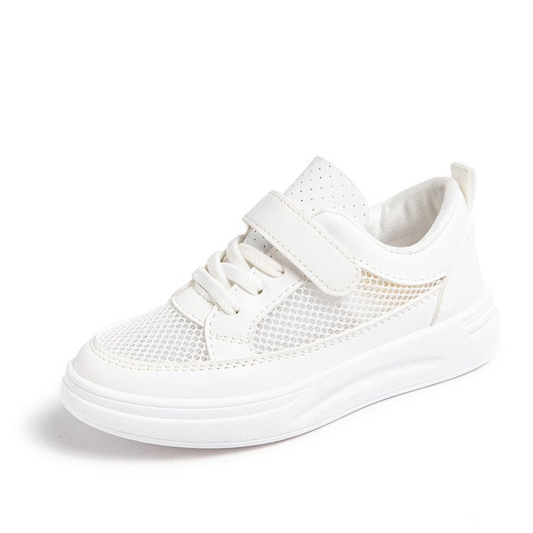 ZllKl  Children's White Shoes  Spring and Summer New Single Mesh Breathable Boy White Sneaker Girls' Casual Shoes Tide