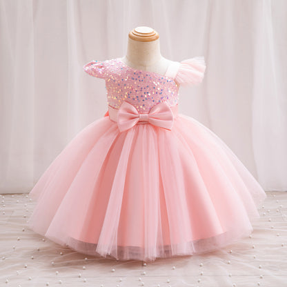 ZllKl  Girls' New Princess Mesh Embroidered Children's Dress Children Puff Mesh Birthday Full-Year Formal Dress Wholesale