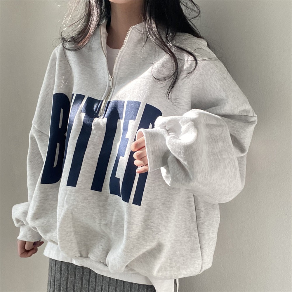 ZLLKL 2025 Wholesale baseball collar zipper sweater women's autumn  women's clothing loose thickened thin Korean velvet large size spring and autumn